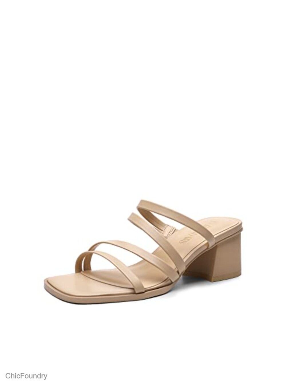 Women's Faux Leather Block Heel Strappy Sandals Square Toe 2.2in Heel